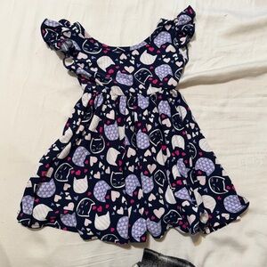 Dot Dot Smile Toddler Cats and Hearts Cap Sleeve Twirl Dress 12/24m